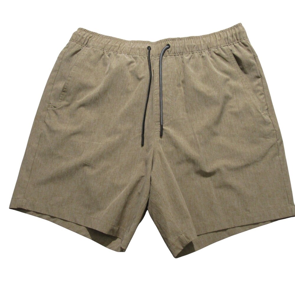 Eddie Bauer Mens Athletic Shorts XL x 7 Tan Stretch Polyester Performance